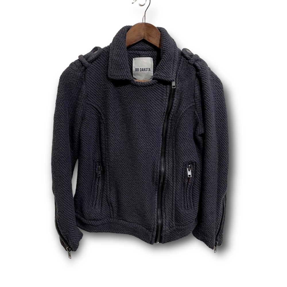 BB Dakota Womens Knit Long Sleeve Zip Front Moto Jacket‎ Gray 

Size Small